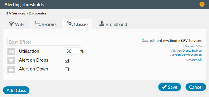 Alerting Thresholds Classes