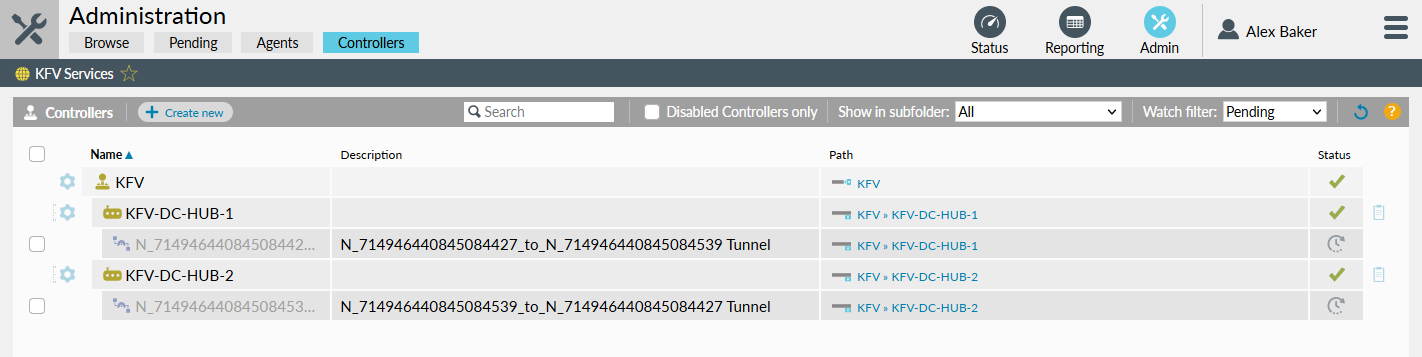 SD-WAN Admin table pending watches